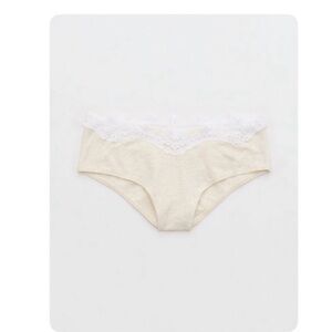 NWT Aerie Superchill Cotton Ruched Lace Trim Cheeky Panty